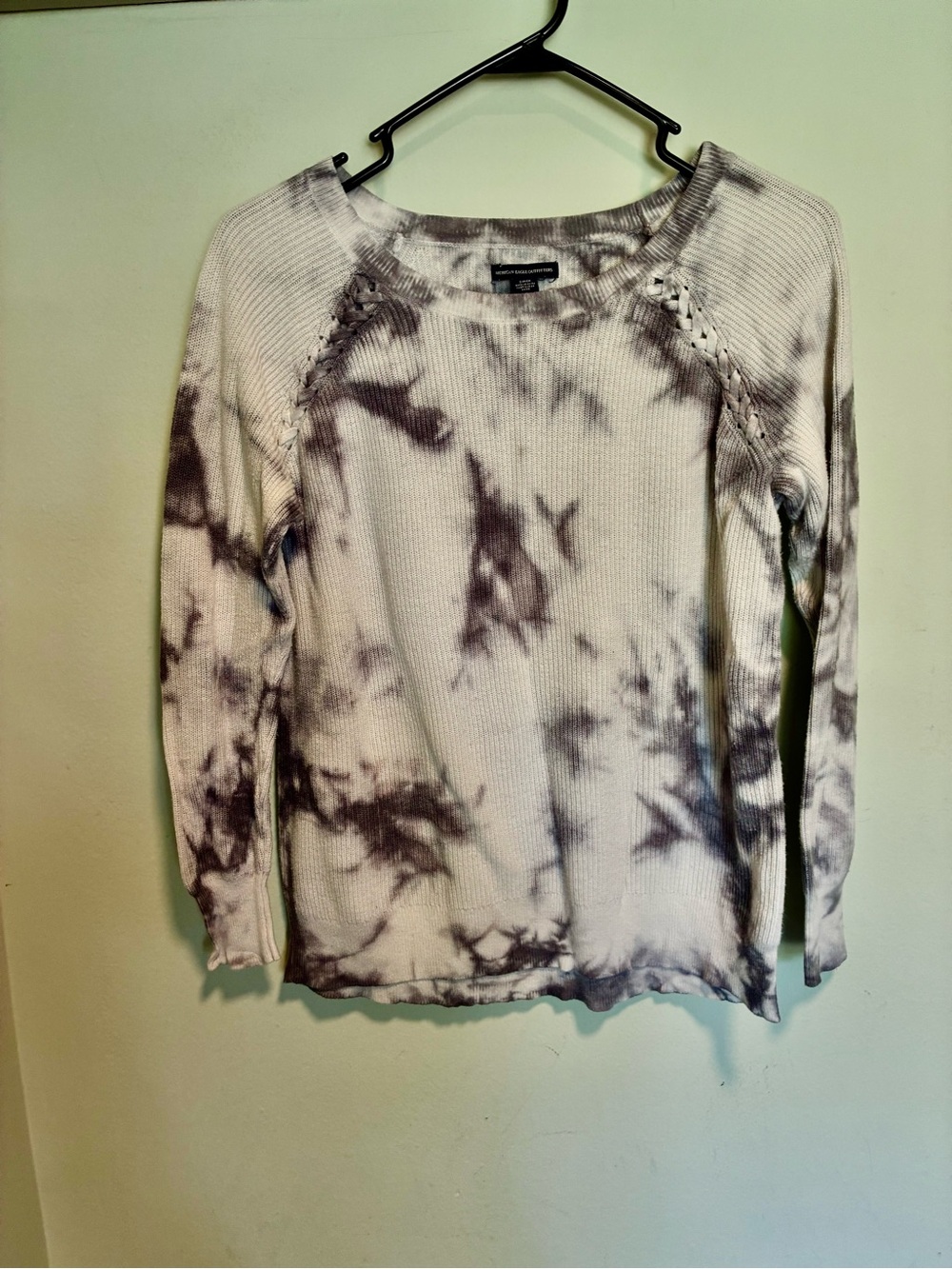 American Eagle Outfitters Tie-Dye Long Sleeve Top - White & Gray